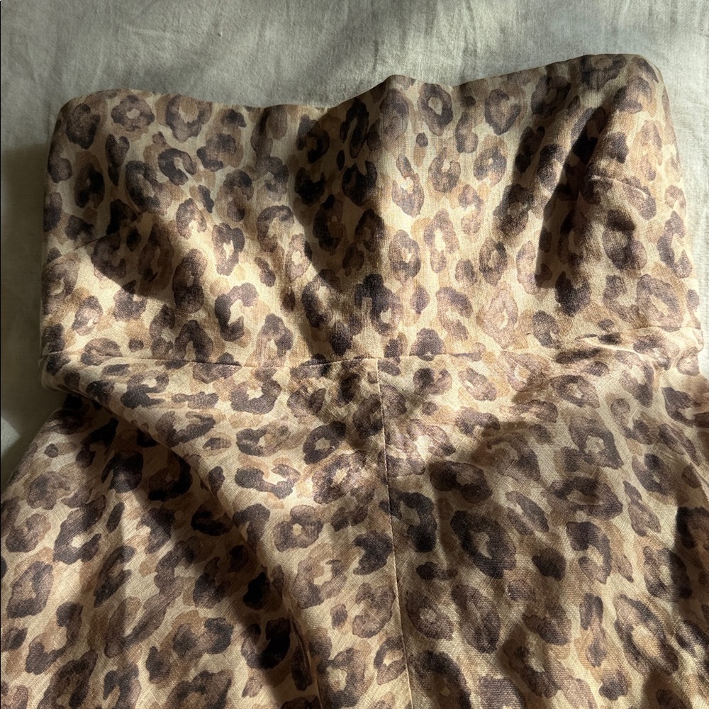 Zimmermann Women's Melody Strapless Maxi Dress In Leopard Size 1 π 100% linen π - Picture 9 of 11